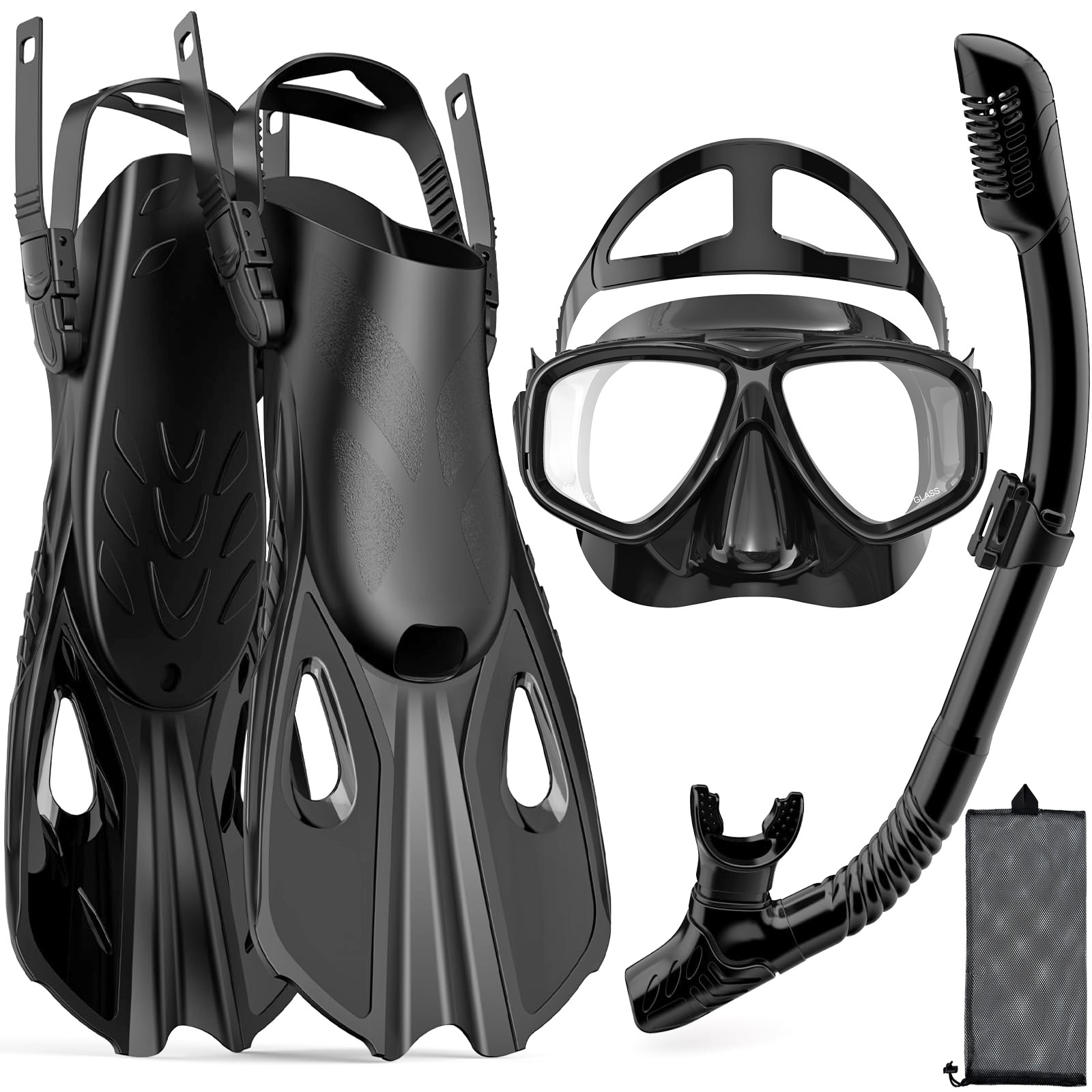 Snorkel Dry Top - Mask Fins Snorkel Set 4 in